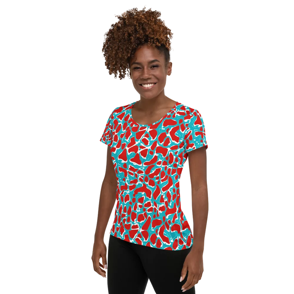 Turquoise Rapture on Women's Athletic T-Shirt — Left