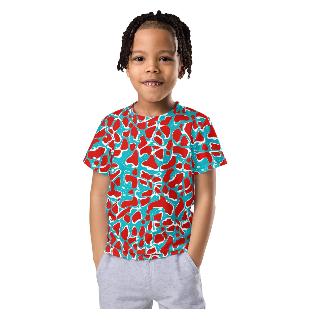Turquoise Rapture on Kids Crew Neck T-Shirt — Front