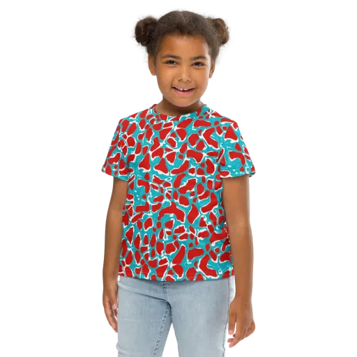 Turquoise Rapture on a Kids Crew Neck T-Shirt