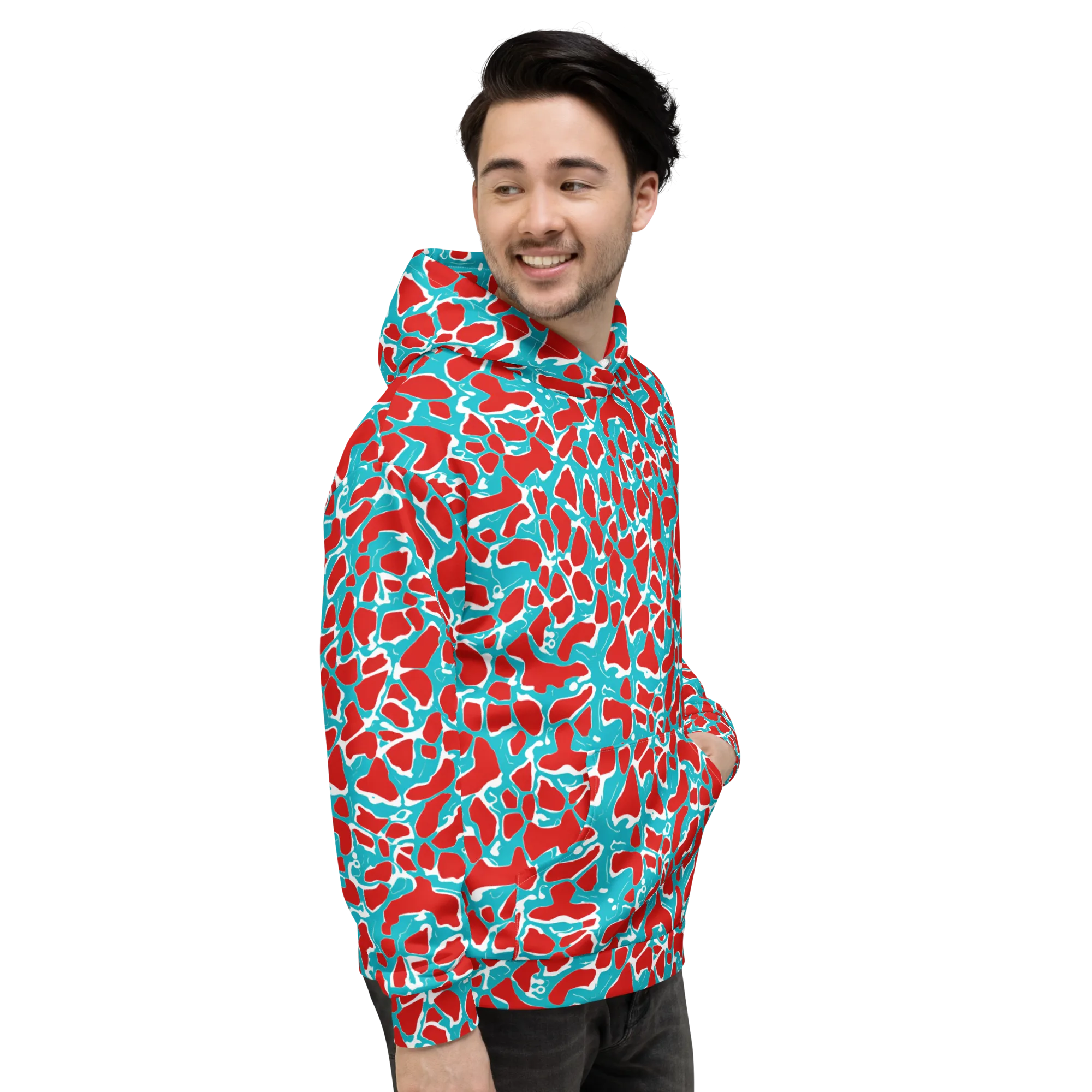Turquoise Rapture on Hoodie — Right