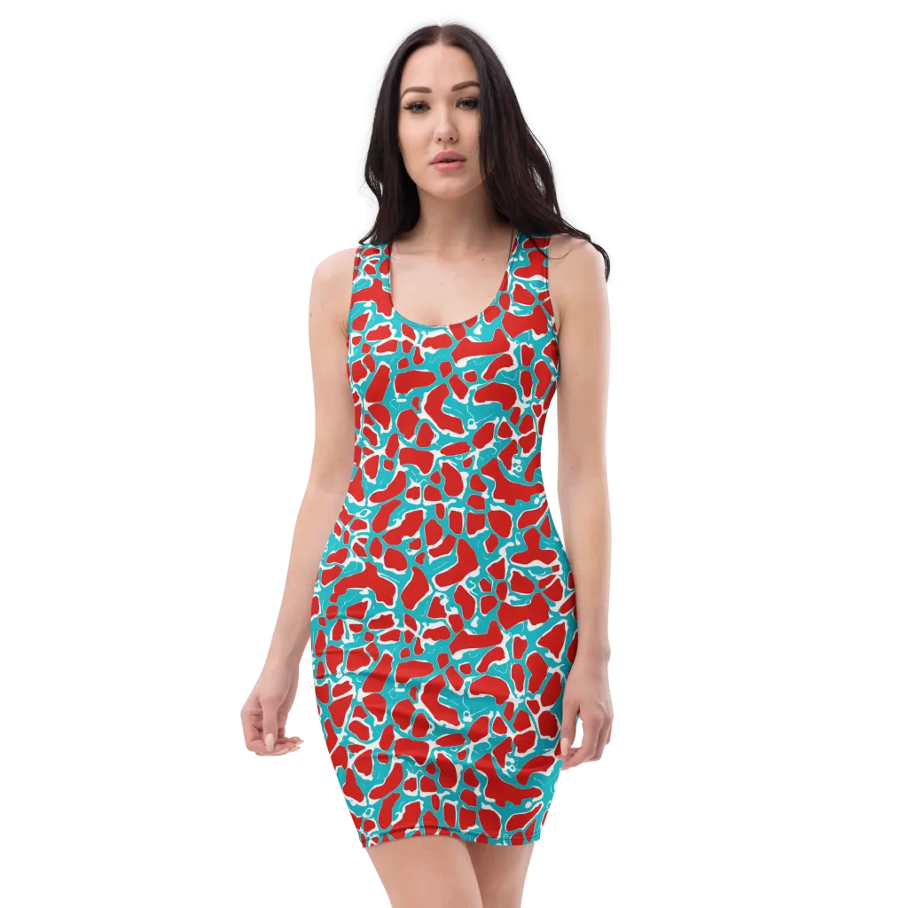 Turquoise Rapture on Bodycon Dress — Front