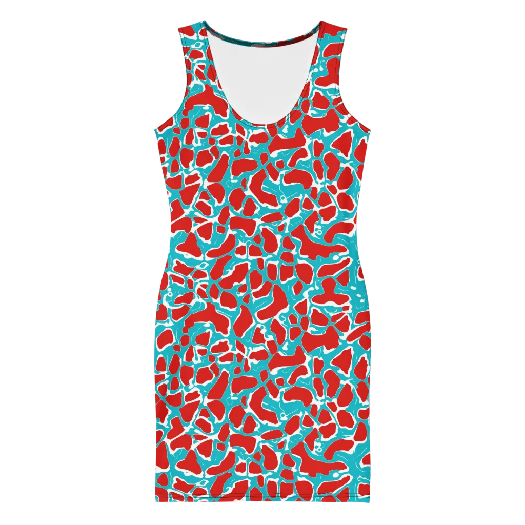 Turquoise Rapture on Bodycon Dress — Front