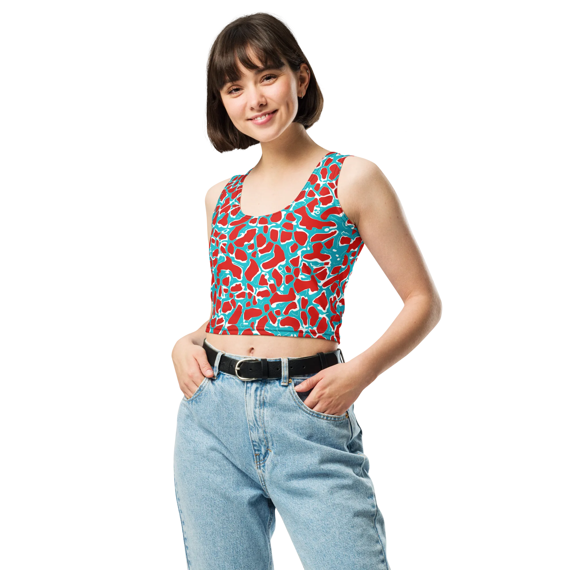 Turquoise Rapture on Crop Top — Front