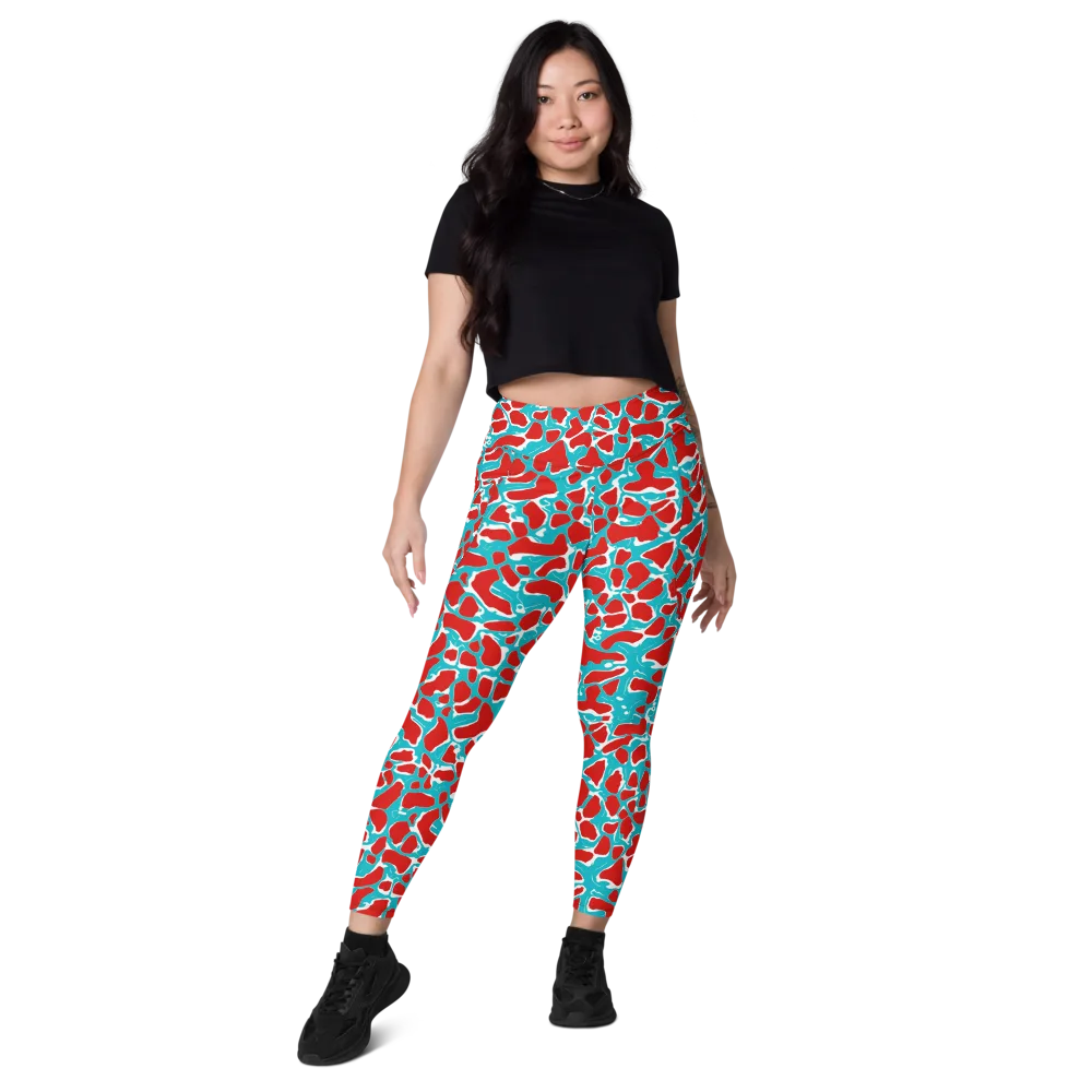 Turquoise Rapture on Leggings with Pockets — Front