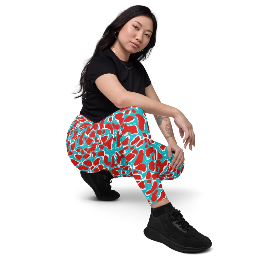 Turquoise Rapture on Leggings with Pockets — Right Front
