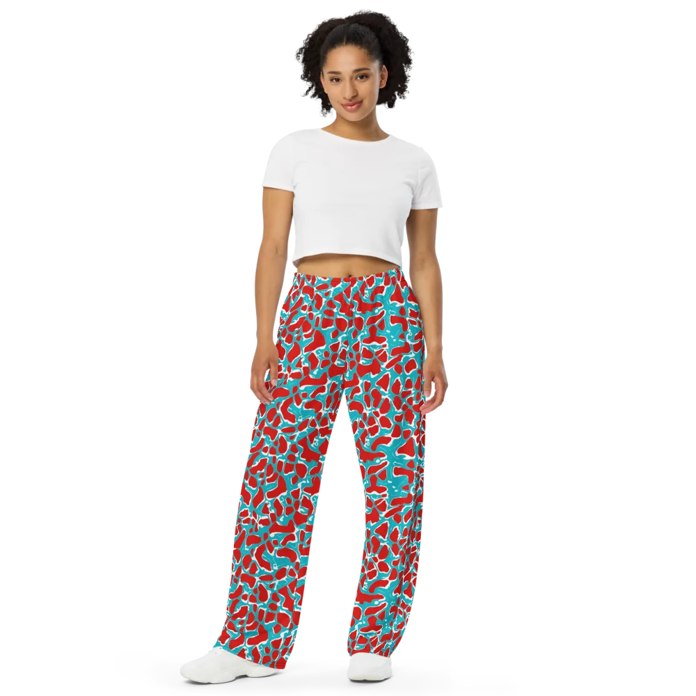 Turquoise Rapture on Wide-Leg Pants — Front