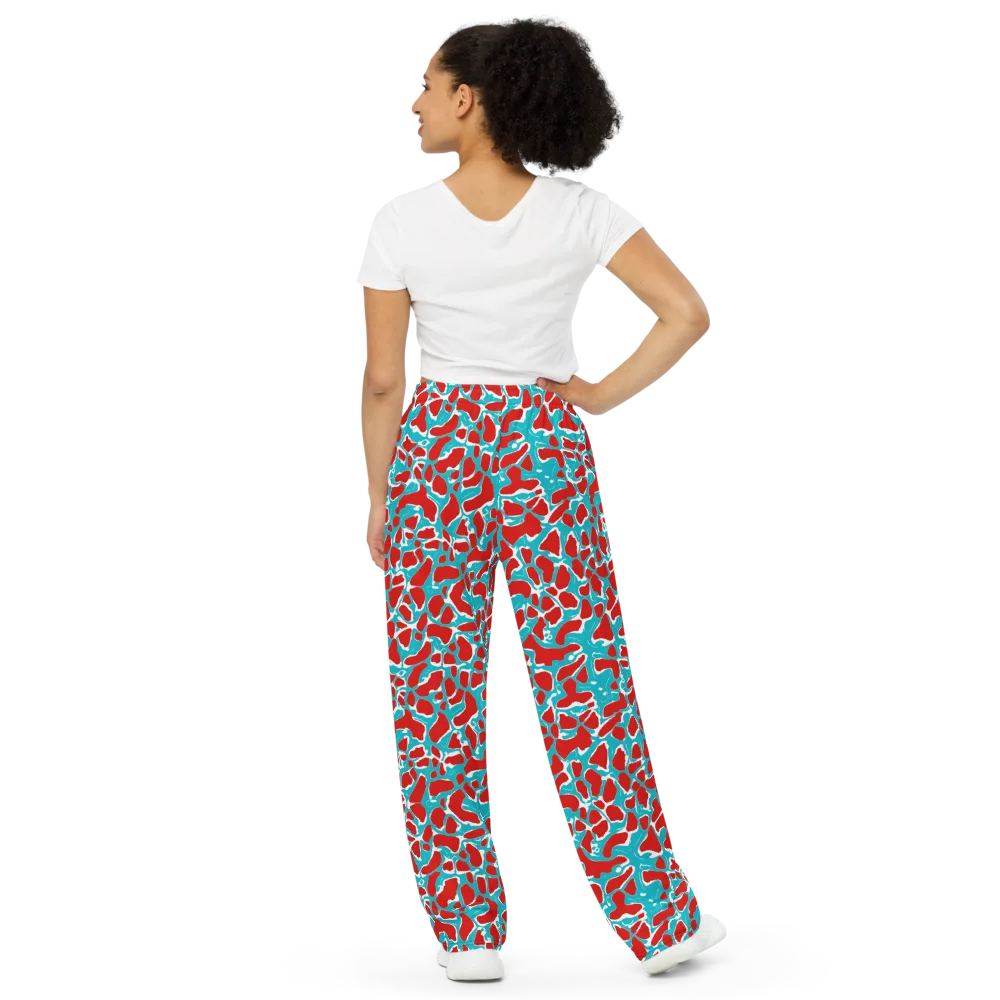 Turquoise Rapture on Wide-Leg Pants — Back