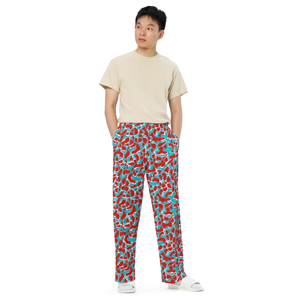 Turquoise Rapture on Wide-Leg Pants — Front