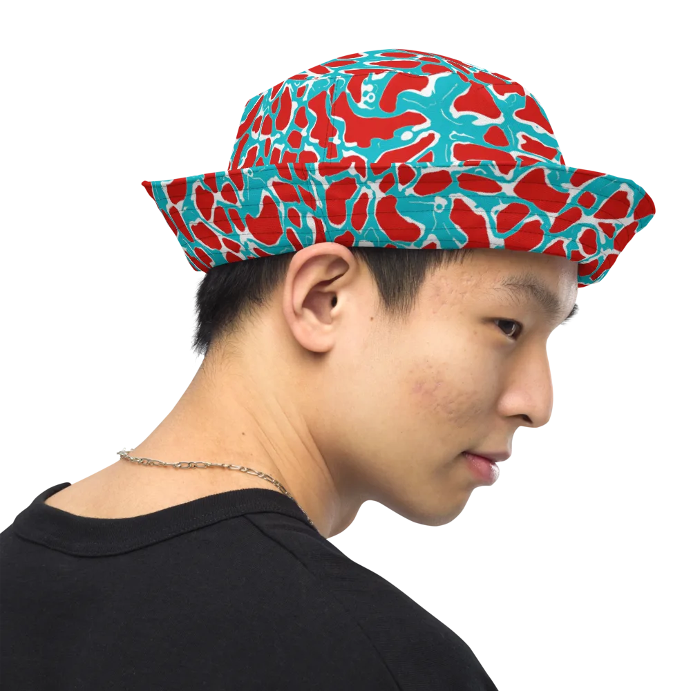 Turquoise Rapture on Reversible Bucket Hat — Right Outside