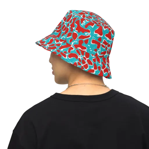 Turquoise Rapture on a Reversible Bucket Hat