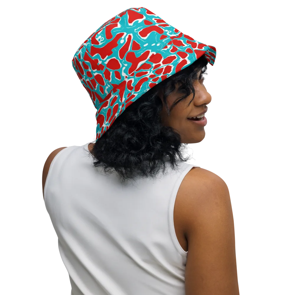 Turquoise Rapture on Reversible Bucket Hat — Right Outside