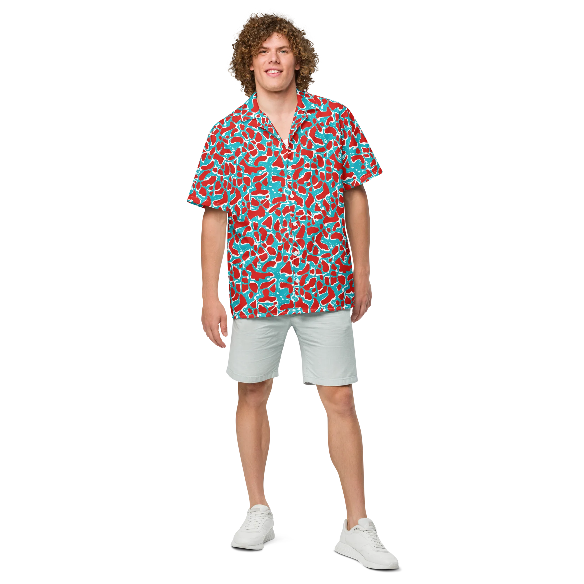 Turquoise Rapture on Button Shirt — Front
