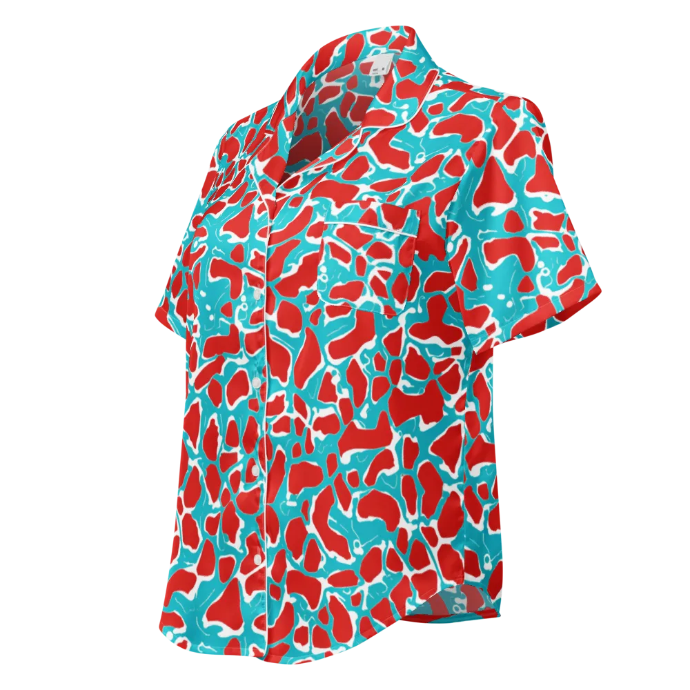 Turquoise Rapture on Women's Short Sleeve Pajama Top — Left Front