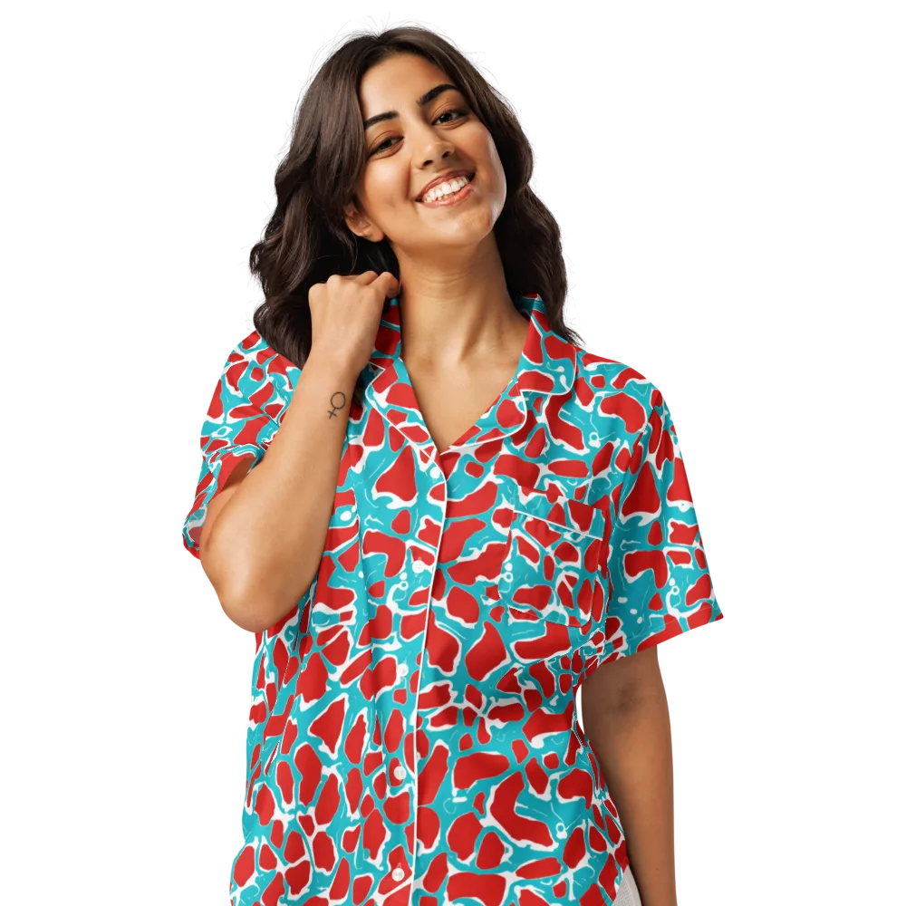 Turquoise Rapture on Women's Short Sleeve Pajama Top — Front