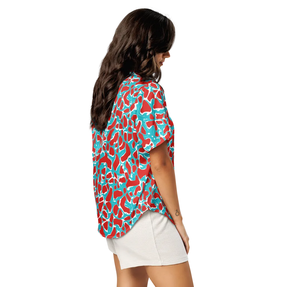 Turquoise Rapture on Women's Short Sleeve Pajama Top — Right Back