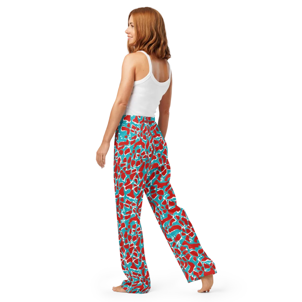 Turquoise Rapture on Women's Pajama Pants — Back