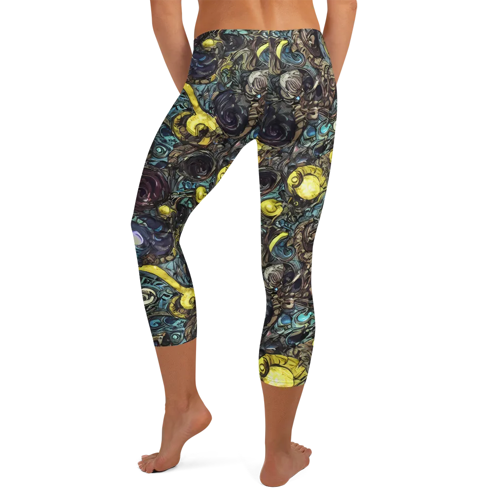 Nocturne Bloom on Capri Leggings — Back