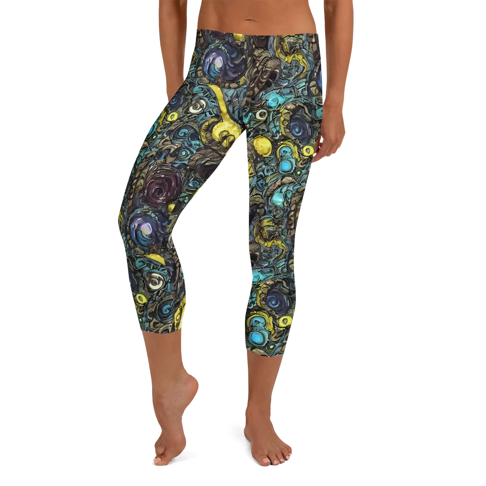 Nocturne Bloom on Capri Leggings — Front