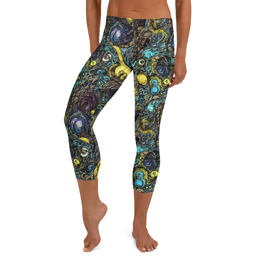 Nocturne Bloom on Capri Leggings — Front
