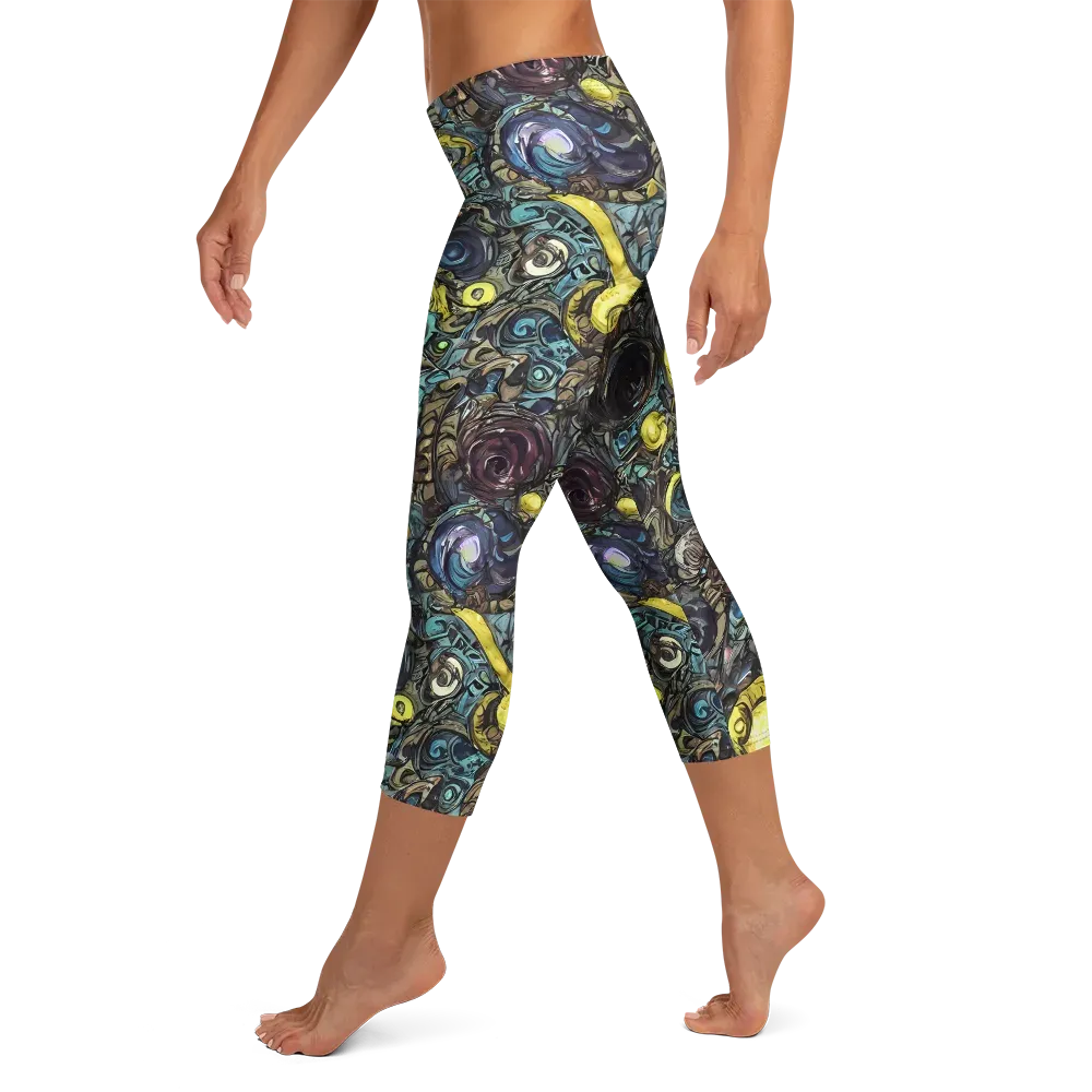 Nocturne Bloom on Capri Leggings — Left