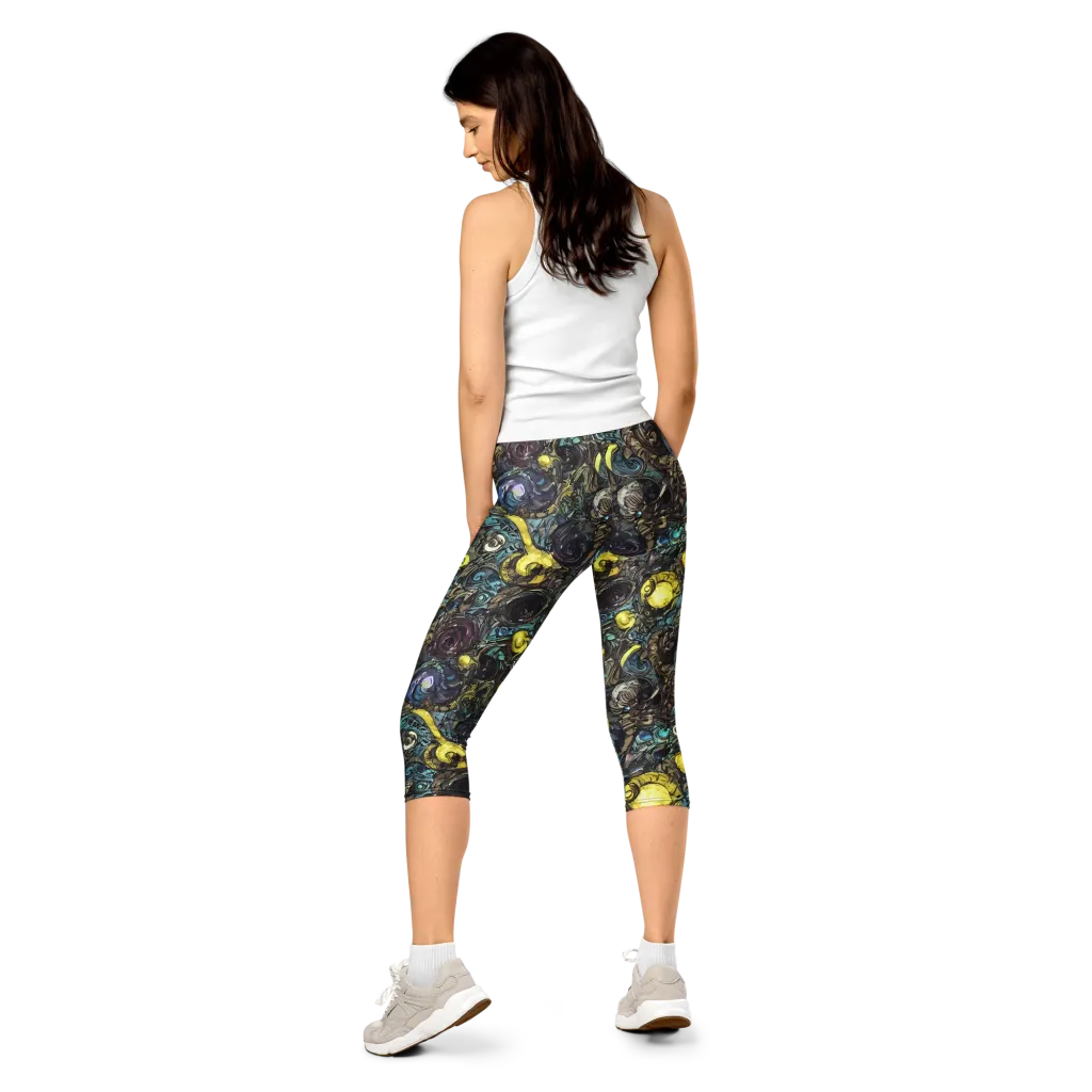 Nocturne Bloom on Capri Leggings — Back