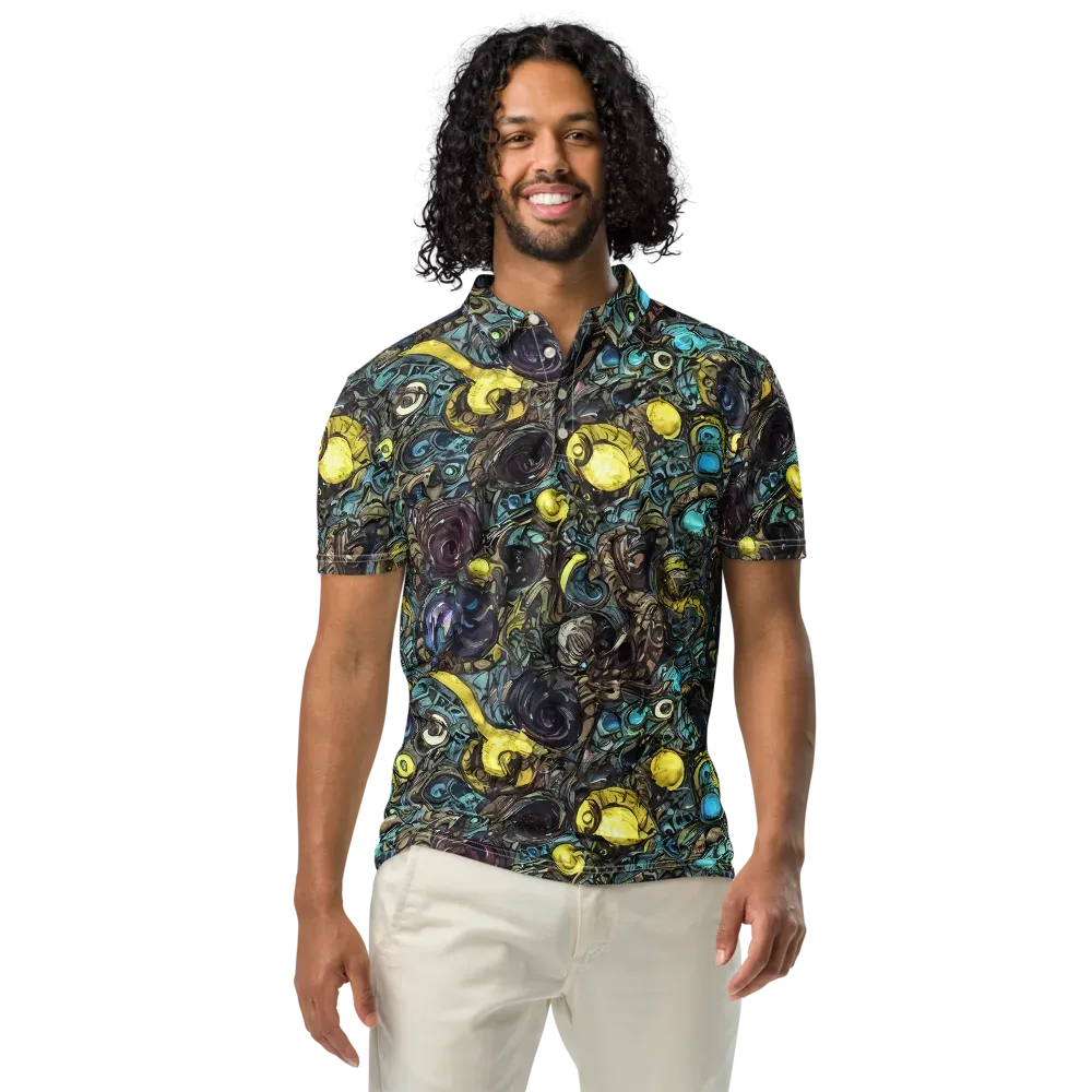 Nocturne Bloom on Men's Slim Fit Polo Shirt — Front