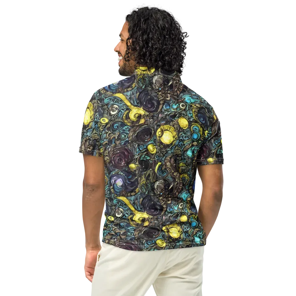 Nocturne Bloom on Men's Slim Fit Polo Shirt — Back