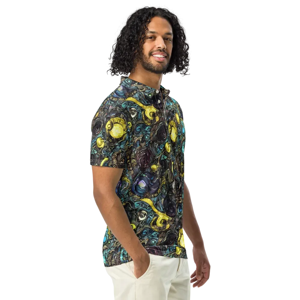 Nocturne Bloom on Men's Slim Fit Polo Shirt — Right Front