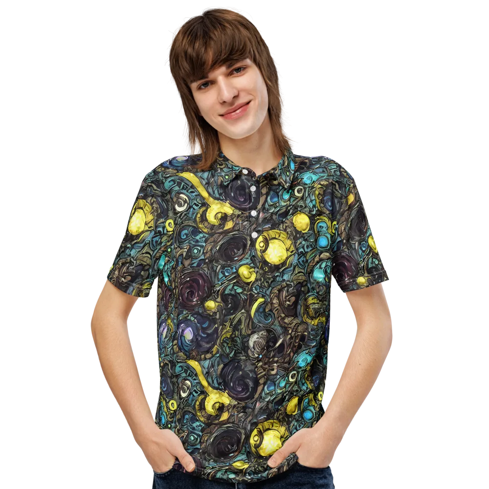 Nocturne Bloom on Men's Slim Fit Polo Shirt — Front