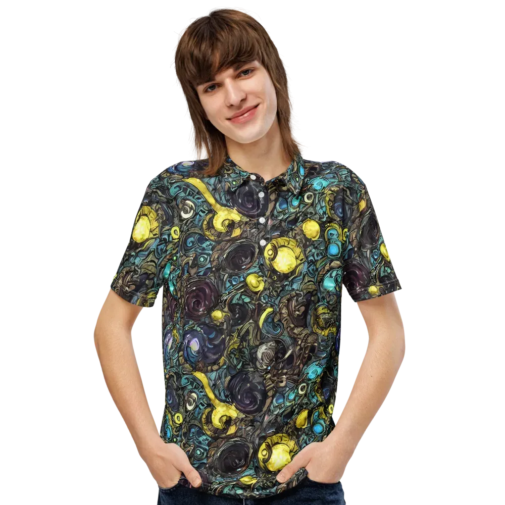 Nocturne Bloom on Men's Slim Fit Polo Shirt — Front