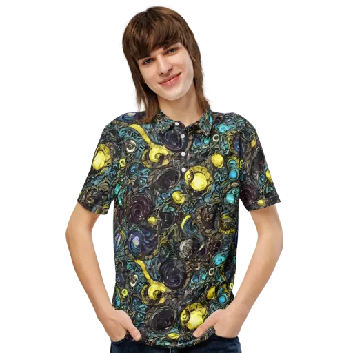 Nocturne Bloom on a Men's Slim Fit Polo Shirt