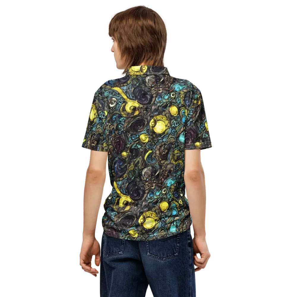 Nocturne Bloom on Men's Slim Fit Polo Shirt — Back