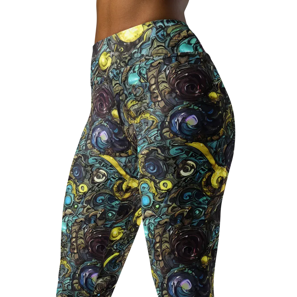 Nocturne Bloom on Yoga Leggings — Left Front
