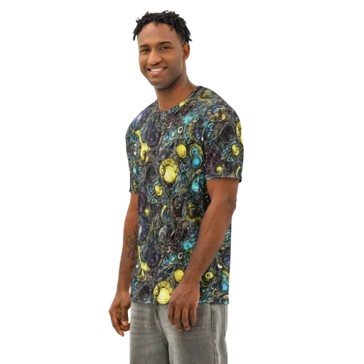 Nocturne Bloom on a Men's Cotton Crew Neck T-Shirt