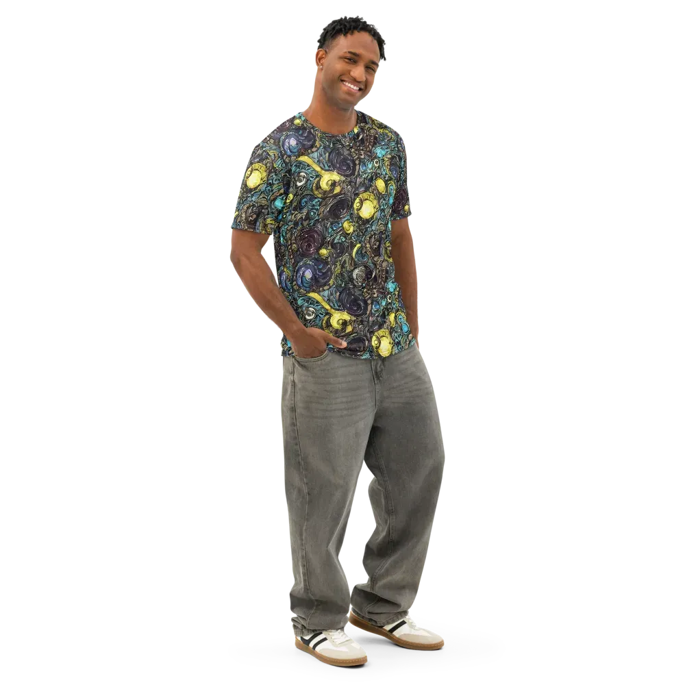 Nocturne Bloom on Men's Cotton Crew Neck T-Shirt — Right Front