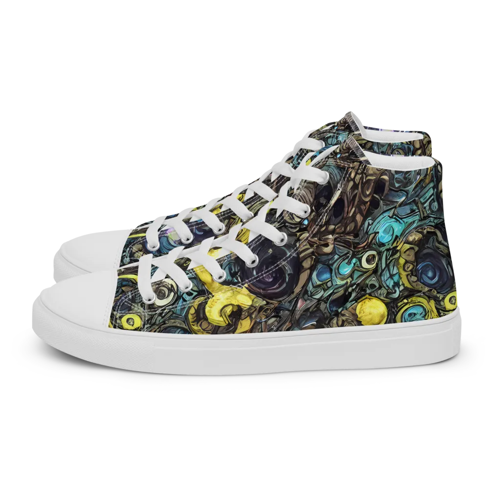 Nocturne Bloom on Men's High Top Canvas Shoes — Left