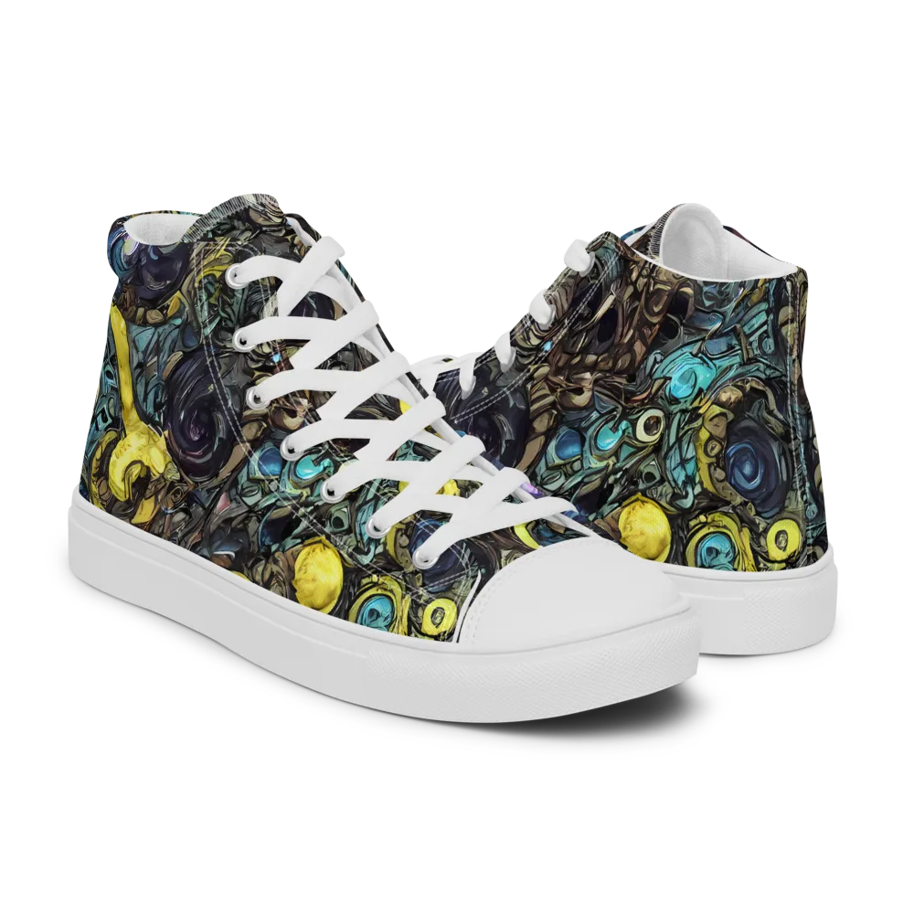 Nocturne Bloom on Men's High Top Canvas Shoes — Right