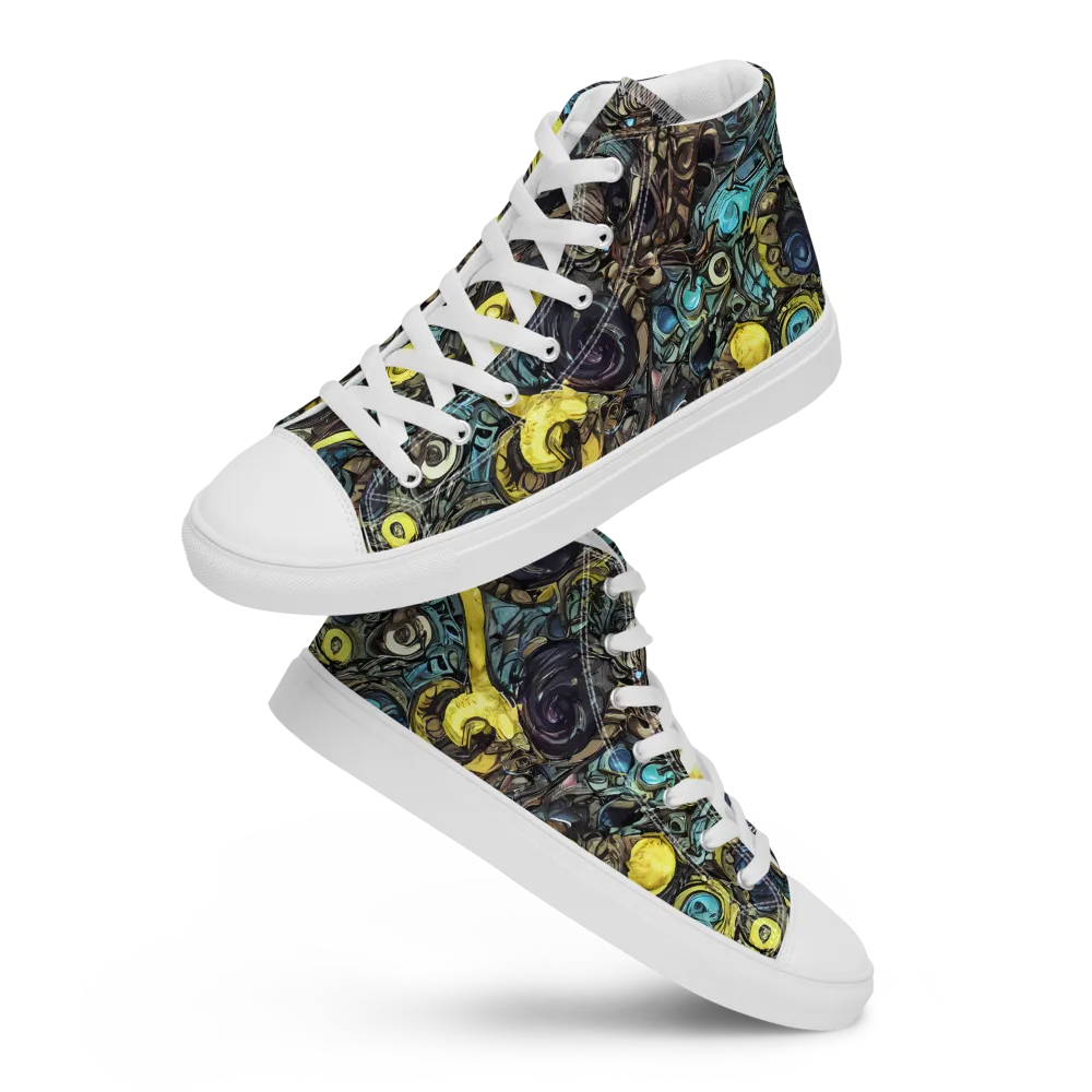Nocturne Bloom on Men's High Top Canvas Shoes — Front