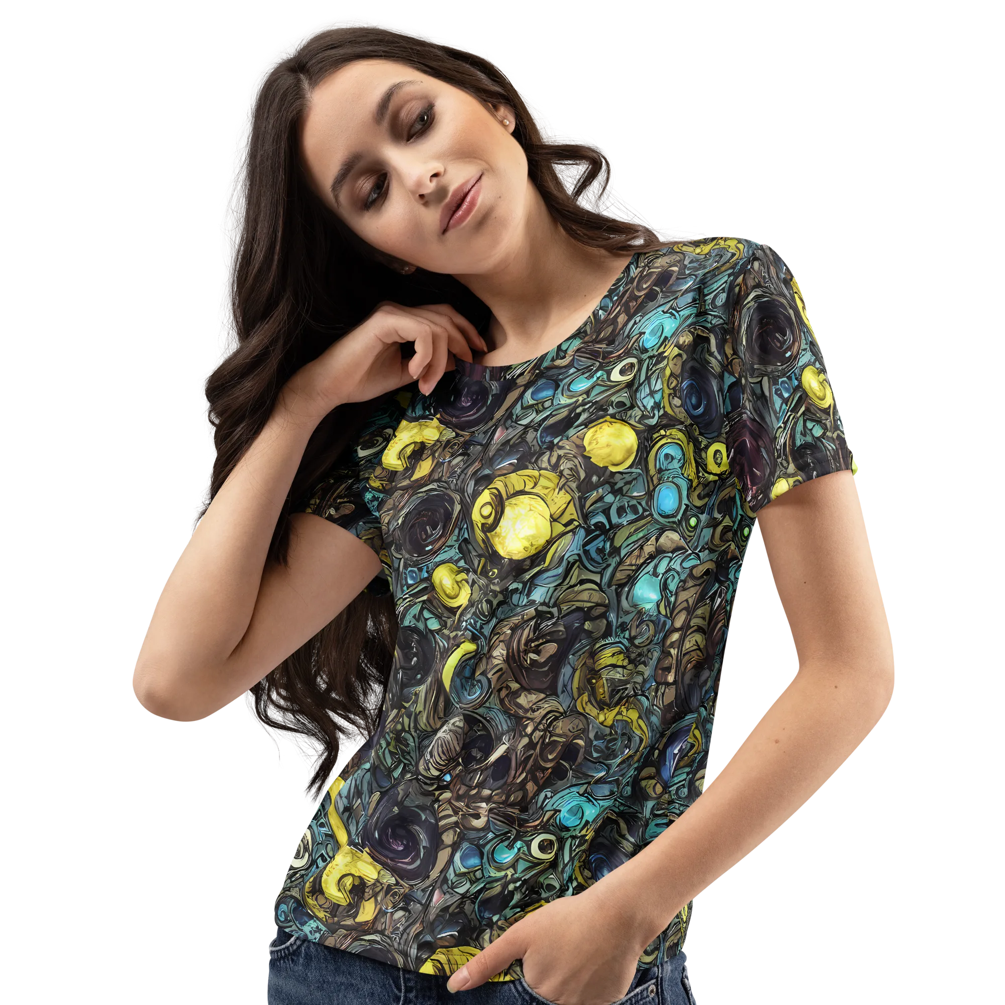 Nocturne Bloom on Women's Crew Neck T-Shirt — Left Front