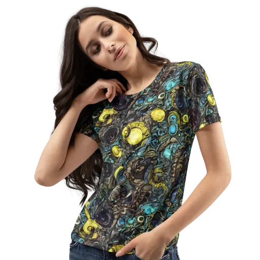 Nocturne Bloom on a Women's Crew Neck T-Shirt