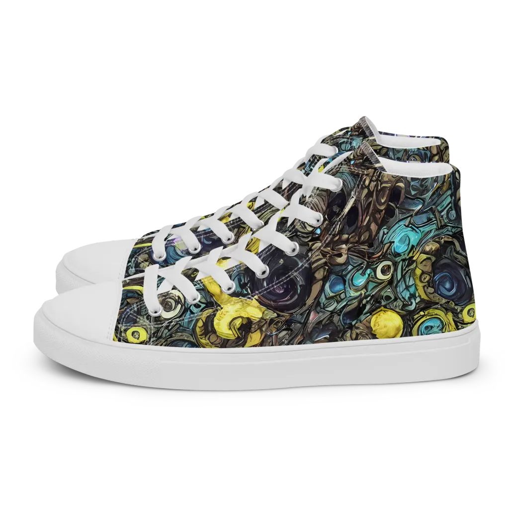 Nocturne Bloom on Women's High Top Canvas Shoes — Left