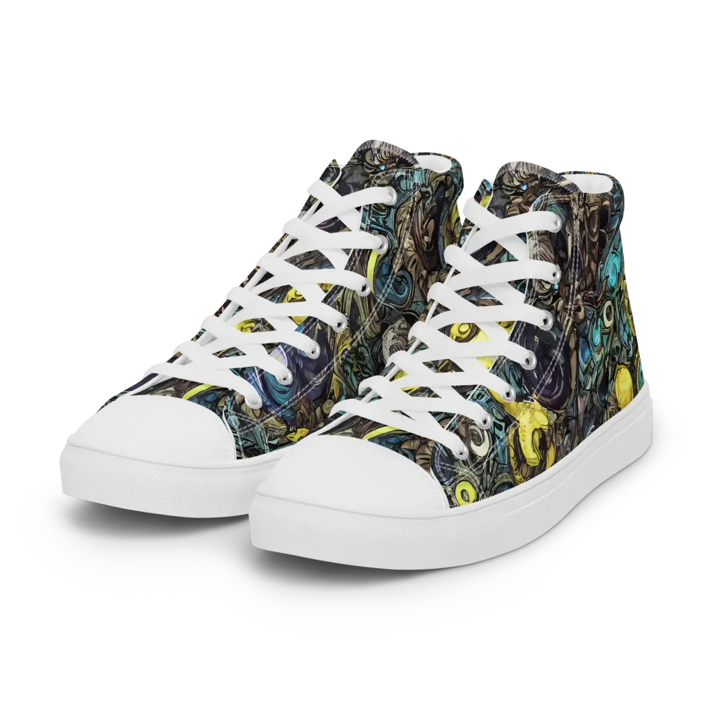 Nocturne Bloom on Women's High Top Canvas Shoes — Left Front
