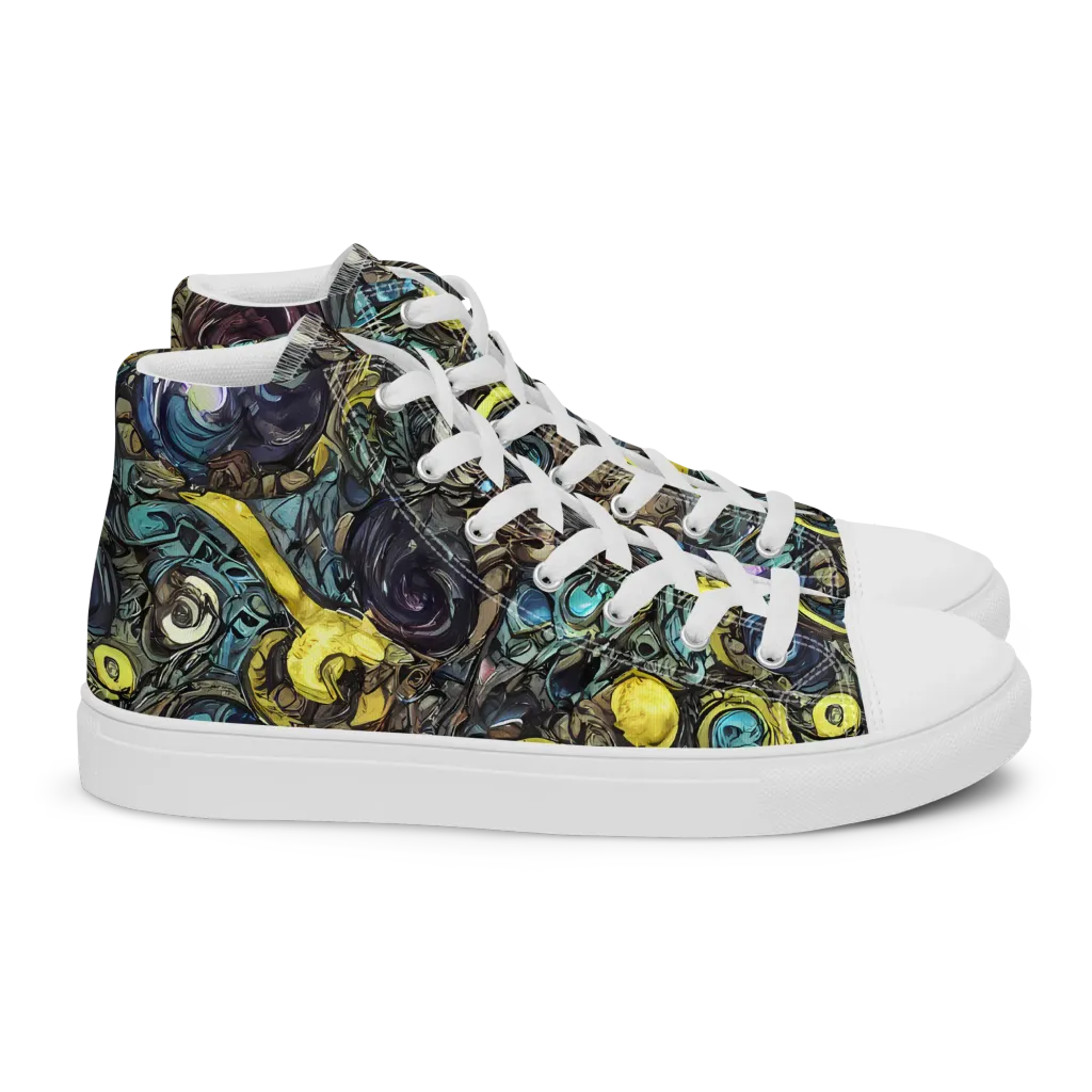 Nocturne Bloom on Women's High Top Canvas Shoes — Right