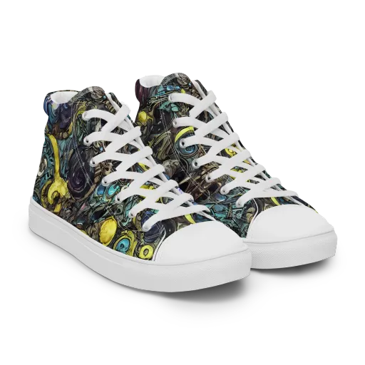 Nocturne Bloom on a Women's High Top Canvas Shoes