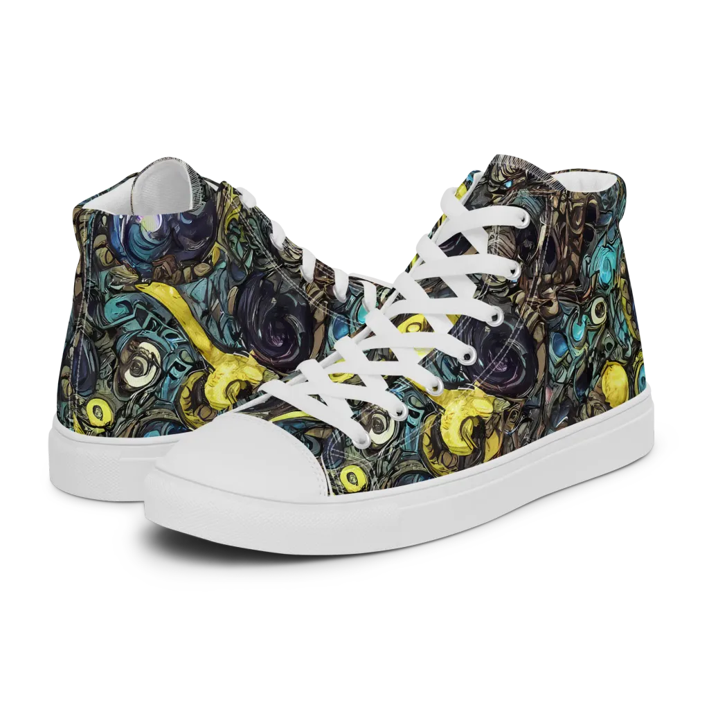 Nocturne Bloom on Women's High Top Canvas Shoes — Left