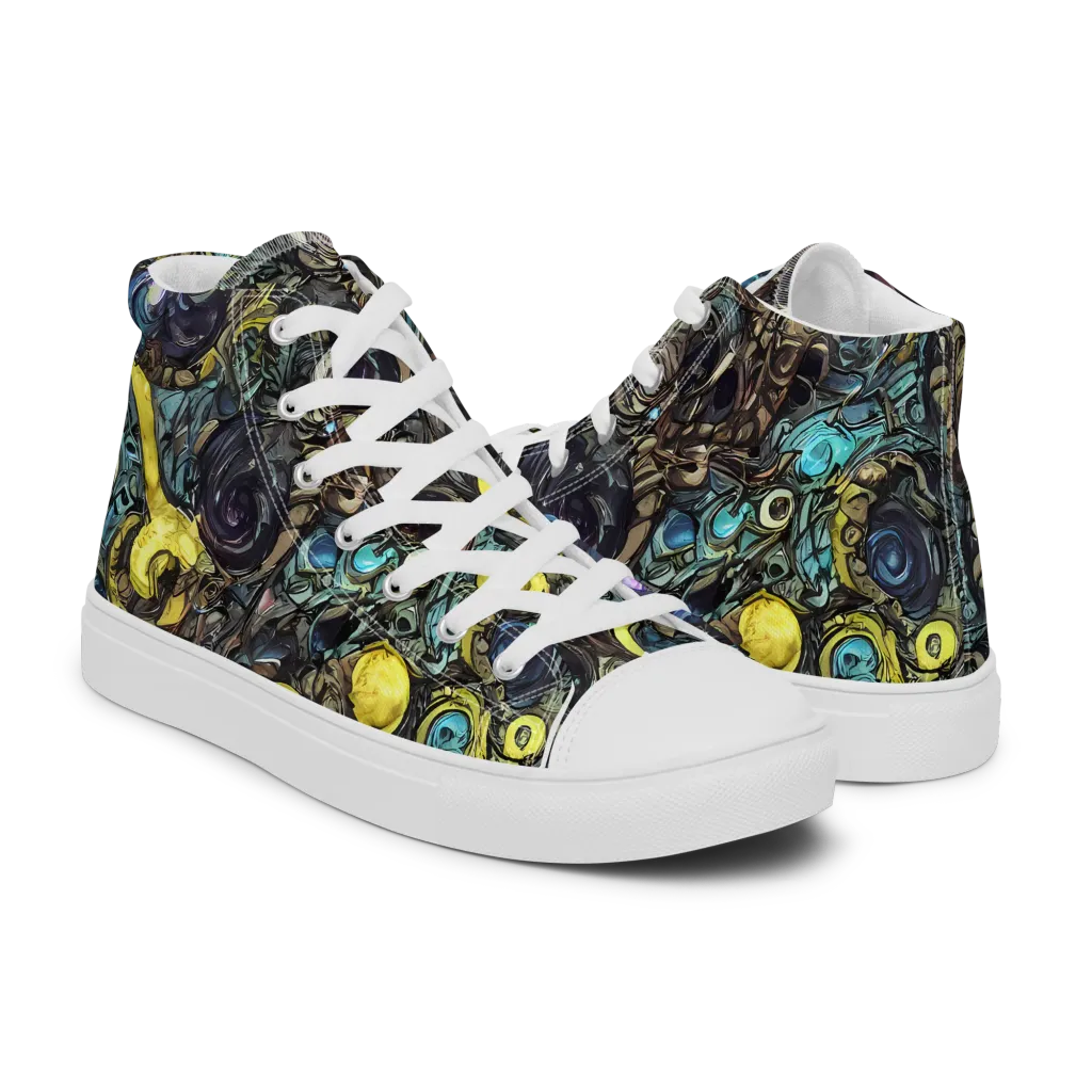 Nocturne Bloom on Women's High Top Canvas Shoes — Right