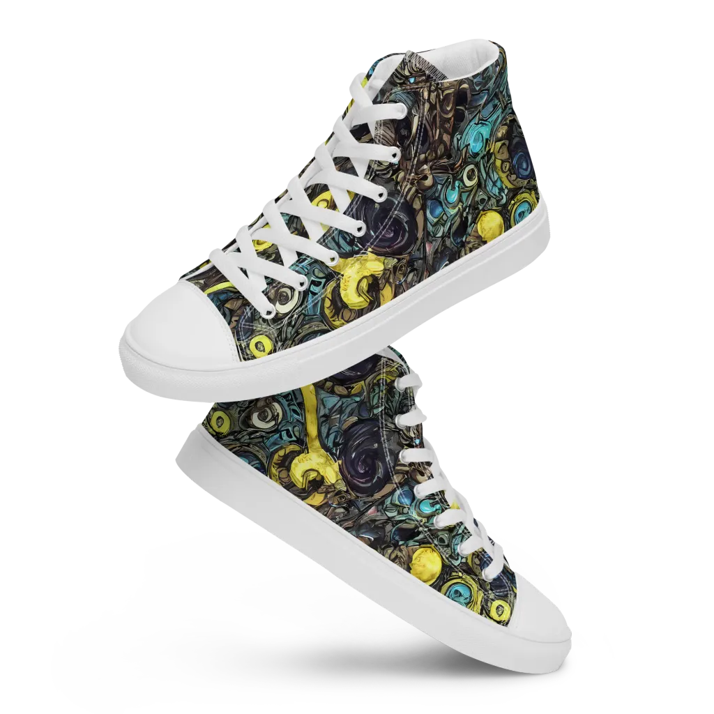 Nocturne Bloom on Women's High Top Canvas Shoes — Front