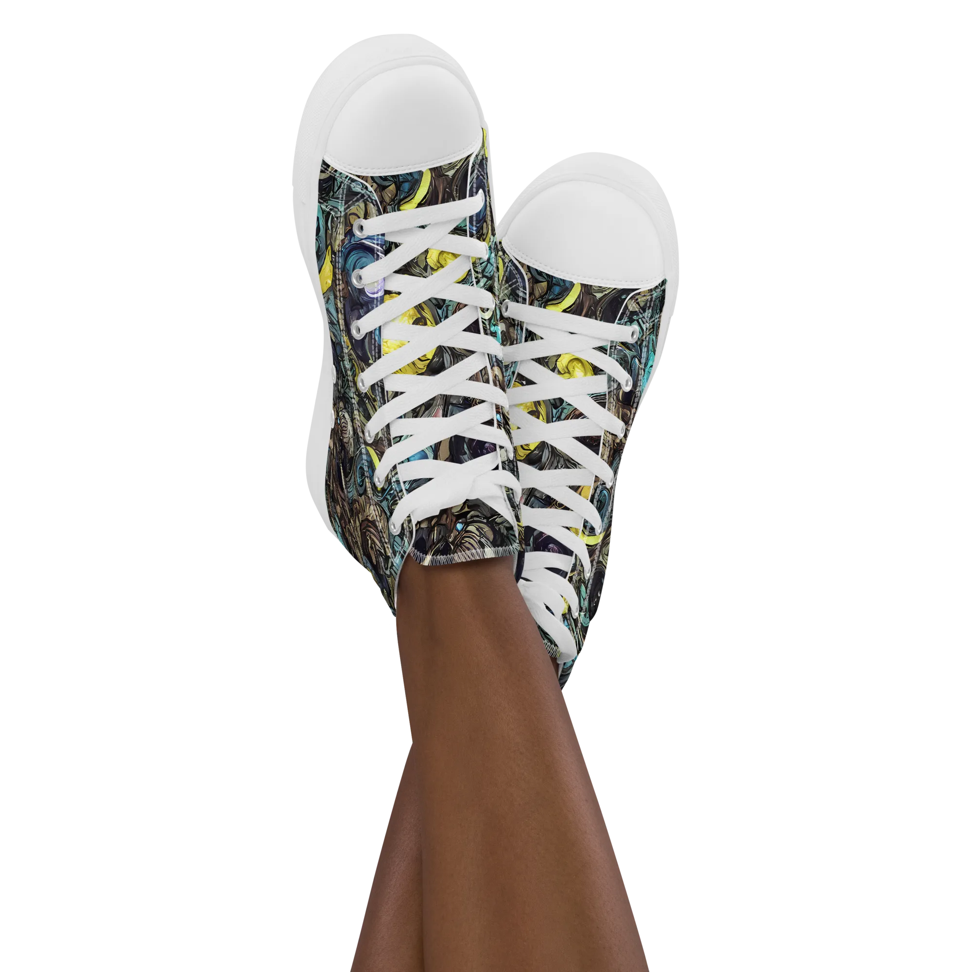 Nocturne Bloom on Women's High Top Canvas Shoes — Front