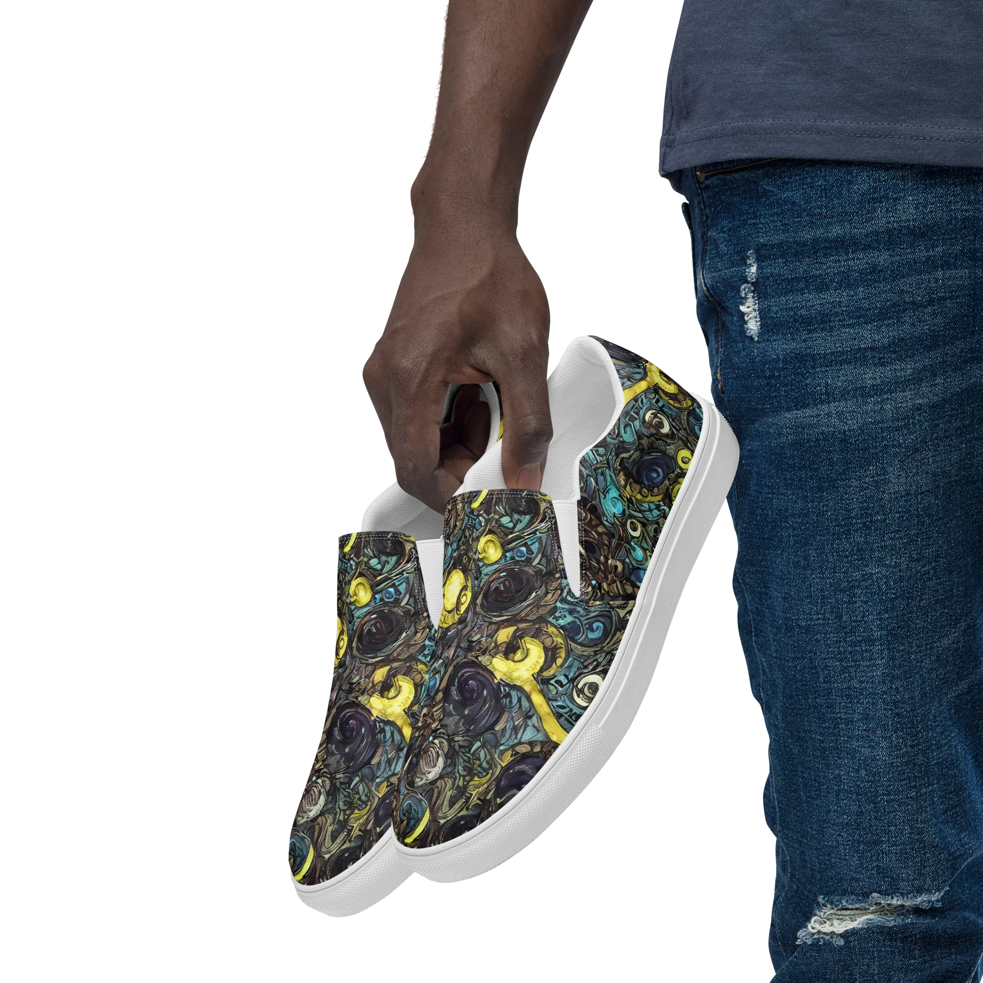 Nocturne Bloom on Men's Slip-On Canvas Shoes — Left Front