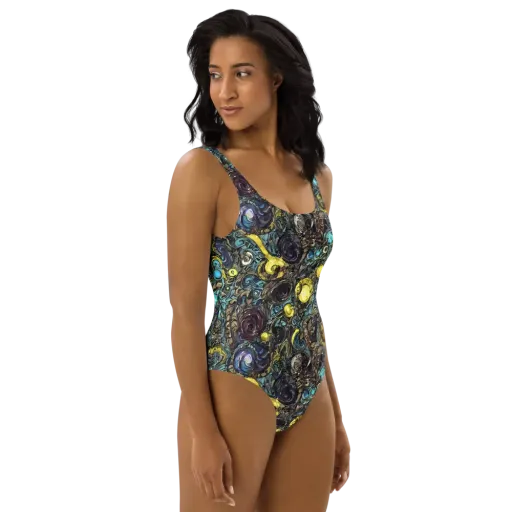 Nocturne Bloom on a One-Piece Swimsuit